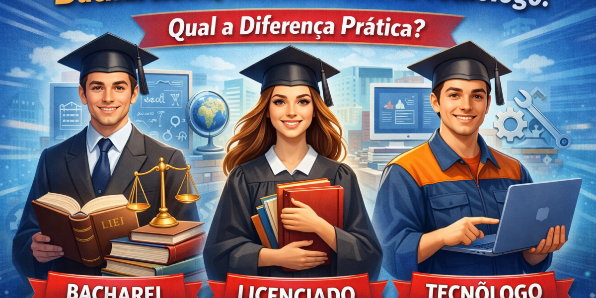 Gráfico comparativo entre as modalidades de Bacharelado, Licenciatura ou Tecnólogo no Brasil